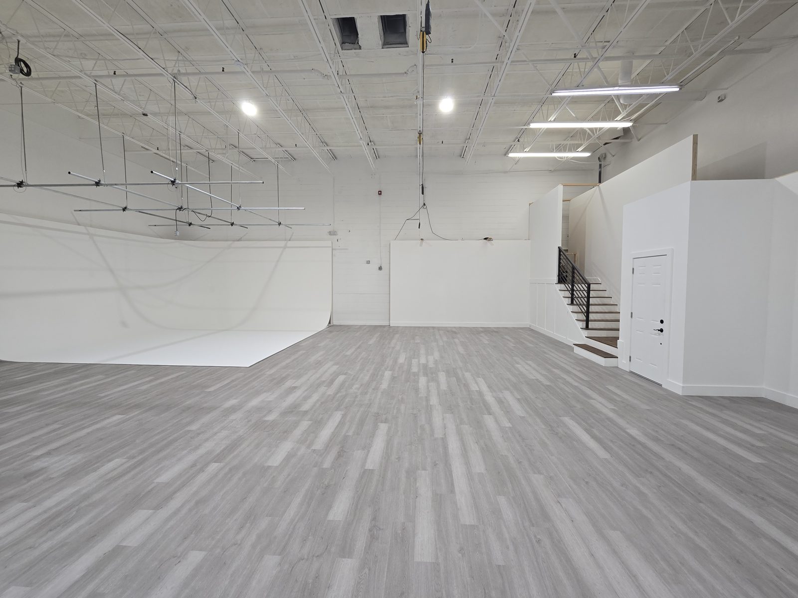 Completed white cyc film studio interior